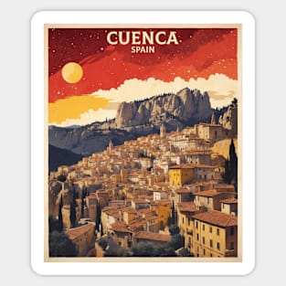 Cuenca Spain Starry Night Travel Tourism Retro Vintage Sticker